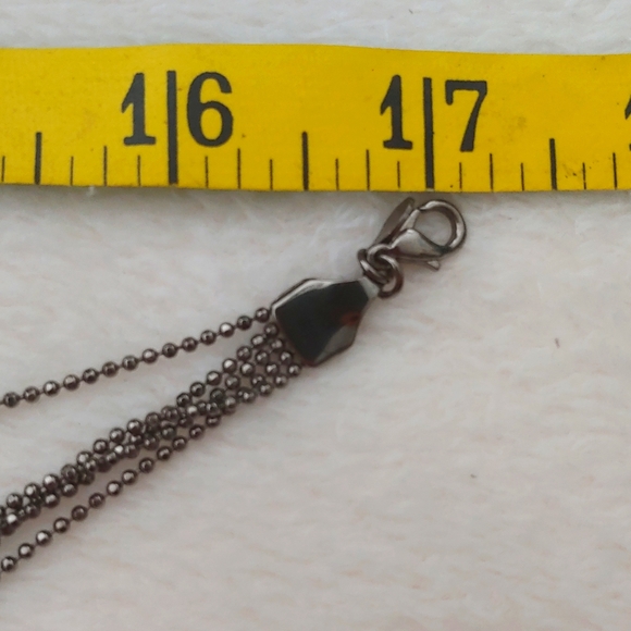 SALE: Silver-Colored 5-Chain Adjustable  Necklace -Small Black Dangling Beads - Picture 10 of 10